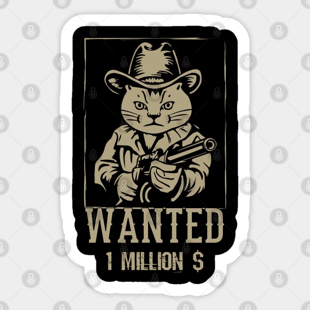 Wanted Dead Or Alive Cat Sticker by VecTikSam